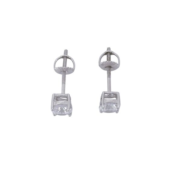 Vintage Sterling Silver 925 5mm Cubic Zirconia Stud Earrings - Picture 4 of 6